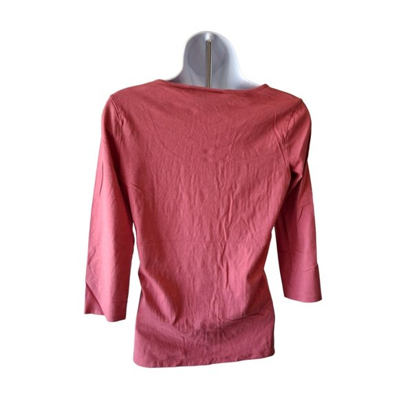 Dana Buchman Womens Sequined  Top Small Pink 3/4 Sleeve Normcore Classiccore - Picture 2 of 5